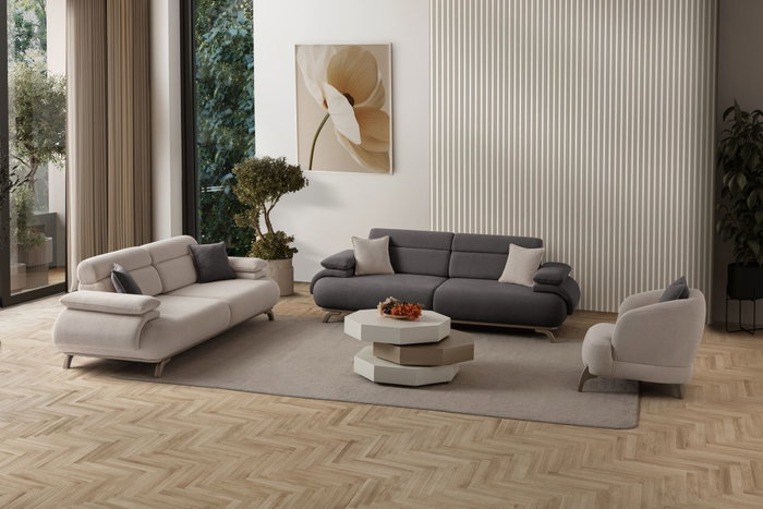 Atelier Del Sofa Bonjo Silver - Anthracite Sofá de 3 Plazas
